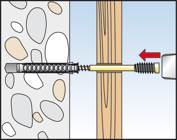 Distance screw, With short threaded head