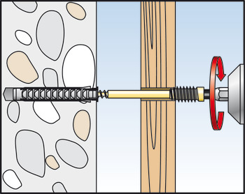 Distance screw, With short threaded head