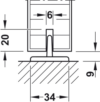 Sliding door fitting, Häfele Slido D-Line12 50E / 80E / 120E, set