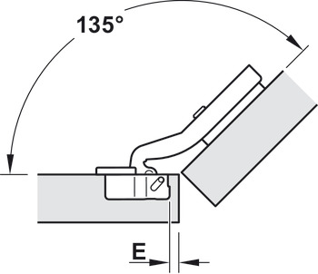 Concealed hinge, 45° corner application