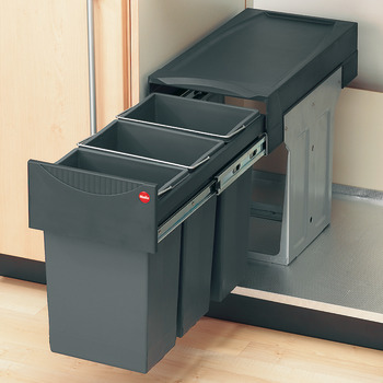 Three compartment waste bin, 1 x 15 litres and 2 x 7 litres / 3 x 10 litres, Hailo Terzett