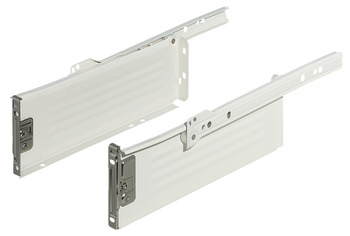 Single-walled drawer side runner, Blum Metabox, drawer side for screw fixing to shelves, rear panel for screw fixing