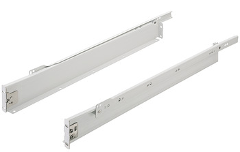 Drawer side runner system, single-walled, Häfele Matrix Box Single A25, single extension, height 54 mm, white, RAL 9010