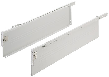 Drawer side runner system, single-walled, Häfele Matrix Box Single A25, single extension, height 150 mm, white, RAL 9010