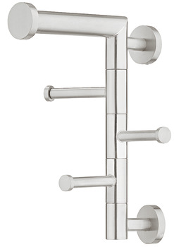 Wall mounted wardrobe rack, Stainless steel, with 3 rotating hooks, wall mounting