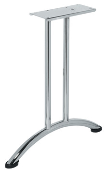 Twin table leg, with curved foot, steel