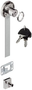 Central locking rotary cylinder lock, With fixed plate cylinder, for installation in cabinet side panel