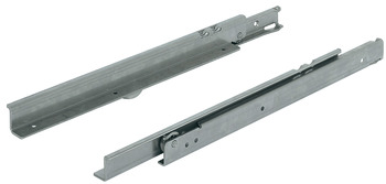 Roller runners, single extension, load-bearing capacity up to 100 kg, stainless steel, for surface mounting