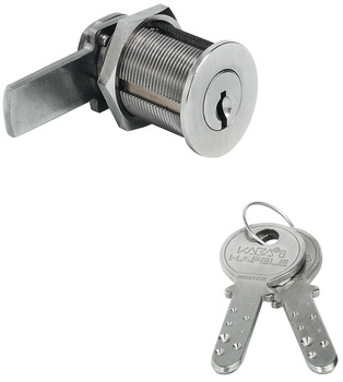 Cam lock, Kaba 8, with pin tumbler cylinder, nut fixing, door thickness ≤24 mm, customised locking system