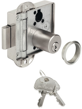 Espagnolette lock, Häfele Standard-Nova, with pin tumbler cylinder, standard profile, customised, backset 40 mm