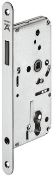 Magnetic mortise latch lock, for hinged doors, profile cylinder