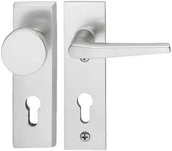 Security door handles, Aluminium, model A91.12 SB1-KS, short backplate