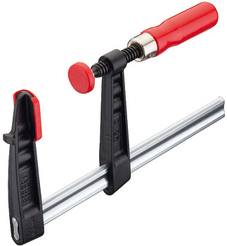 Screw-clamp, Bessey TG with protective caps/TGK without protective caps, malleable cast iron, wooden handle