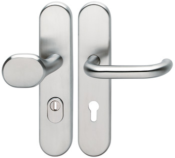 Fire resistant security door handles, stainless steel, Hoppe Paris, cylinder cover