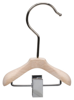 Boot hanger, hanger: natural beech, lacquered, hook and clip: Steel, chrome plated