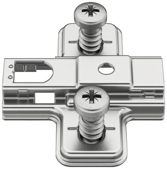 Cruciform mounting plate, Häfele Metalla 110 SM, with quick fixing system, with pre-mounted Euro screws