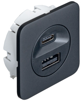 USB charging station, Häfele Loox5, USB-A / USB-C, 12 V