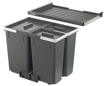 Häfele waste separation system, three compartment waste bin, Häfele