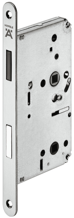 Serrure magnétique pour salle de bain / WC en acier inoxydable 63 / 8mm,  plaque frontale arrondie, 20x175, mandrin 50mm incl.