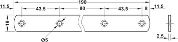 Pletina de unión, con 4 perforaciones de fijación avellanados