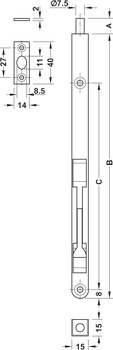 Pasador de la puerta, con palanca basculante, redonda, 250 o 400 mm