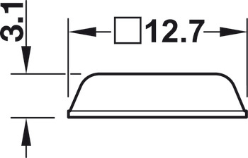Amortiguador de tope, autoadhesivo, angular, Ø 12.7 x 12.7 mm, altura 3.1 mm