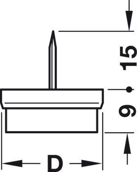 Deslizador para muebles, Altura 9 mm, de fieltro, para martillar