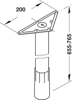 Pata de mesa, redonda/recta, con placa para atornillar, Häfele Idea 300