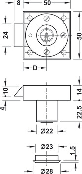 Cerradura de pestillo atornillada, con cilindro Kaba 8, sistema de cierre específico para el cliente, HS/GHS