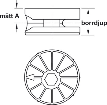 Caja del conector, Häfele Maxifix, para espesores de madera a partir de 24 mm