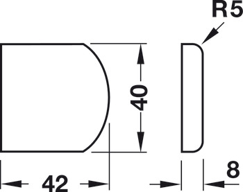Tapa de cazoleta, para Häfele Metallamat A/SM 92°, semicircular
