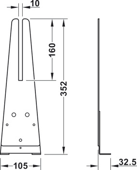 Soporte de apertura, Para sistema de bases para mesas Häfele Officys TE601 Bench