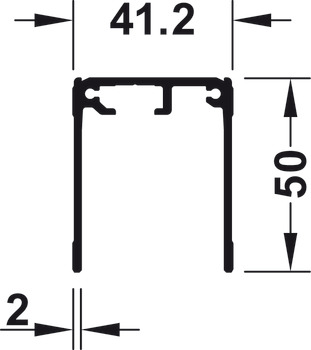 Carril guía sencillo, parte superior, para atornillar, altura 50 mm, taladrado