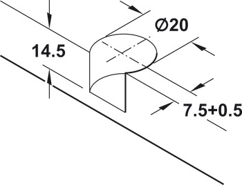 Caja del conector, Häfele Rafix Tab 20 S, para espesores de panel a partir de 19 mm