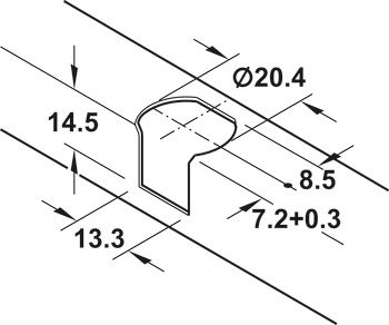 Caja del conector, Häfele Rafix Tab 20 S, para espesores de panel a partir de 19 mm