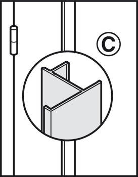 Perfil de conexión para esquina Ⓒ, Aluminio, sistema de mamparas para sanitarios