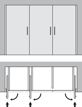 Puertas corredizas giratorias de madera, Juego Hawa Concepta 35 premontado