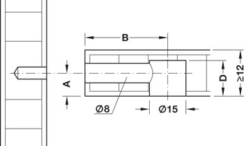 Caja del conector, Häfele Minifix<sup>®</sup> 15, aleación de zinc, con borde de cobertura