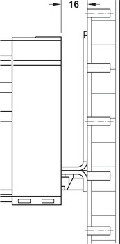 Corredera de cajones, Häfele Matrix Runner OS P50/60, sobreextensión diferencial, detrás de las puertas