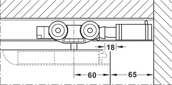 Juego de carril, para solución de bolsa de pared, para herrajes para puertas corredizas Häfele Slido D-Line11 50I / 80I / 120I, 50L / 80L / 120L, 50J / 80J / 120J