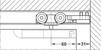 Juego de carril, para solución de bolsa de pared, para herrajes para puertas corredizas Häfele Slido D-Line11 50I / 80I / 120I, 50L / 80L / 120L, 50J / 80J / 120J