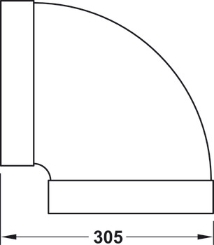 Coude, système de gaines plates 150 souple, 90°, horizontal