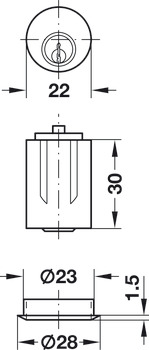 Cylindre rond, Heavylock, pour serrures avec pièce de réception 22 mm, profil standard