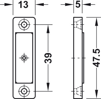 Loqueteau magnétique, force d'adhérence 3,0-4,0 kg, à visser, carrée