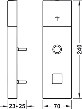 Garniture de terminal de porte, Häfele Dialock DT 700 avec interface Bluetooth SPK ouverte, pour portes intérieures / de chambres d'hôtes, avec bouton tournant
