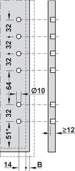 attache façade, hauteur M/hauteur F, pour tiroir Blum Legrabox