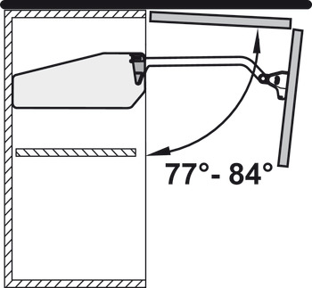 Limiteur d'angle d'ouverture, 90°, pour ferrure relevante pliante en deux parties Free fold