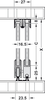Rail de roulement double, en bas, à visser et pour utilisation avec Dialock EFL 41