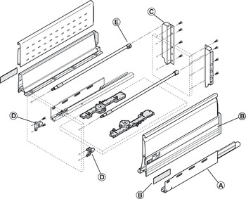 Jeux de compartiments, Blum Orga-Line, Tandembox, pour tiroir hauteur de système M, hauteur de côtés 83 mm