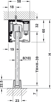 Ferrure pour porte coulissante, Häfele Slido D-Line12 50F / 80F / 120F, garniture sans amortisseur